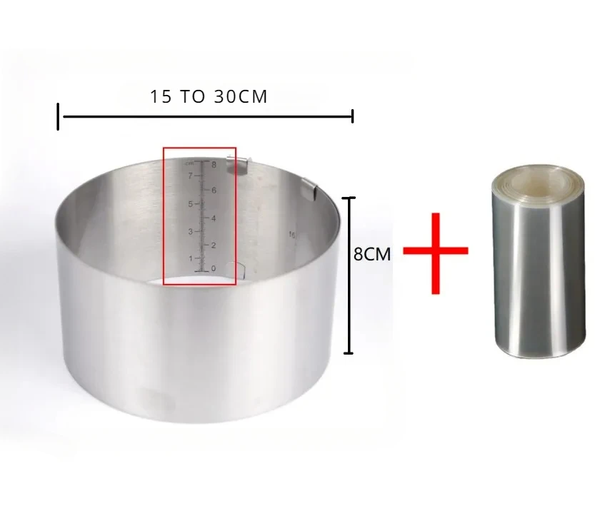 Adjustable Mousse Ring &amp; Cake Collar Surround Film Lining Ring Molds 3D Round Baking Mould Kitchen Dessert Decorating Tools