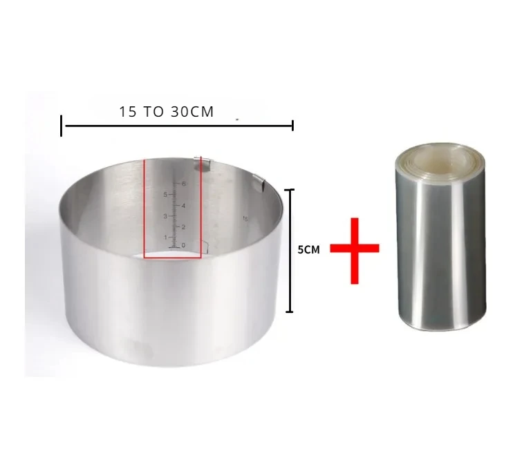 Adjustable Mousse Ring &amp; Cake Collar Surround Film Lining Ring Molds 3D Round Baking Mould Kitchen Dessert Decorating Tools
