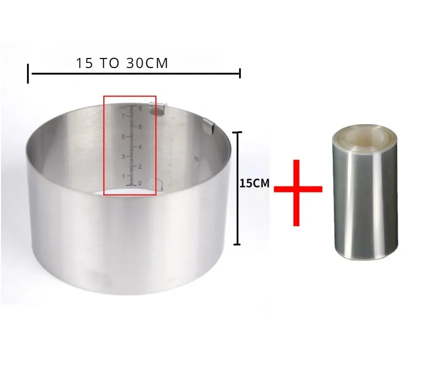Adjustable Mousse Ring &amp; Cake Collar Surround Film Lining Ring Molds 3D Round Baking Mould Kitchen Dessert Decorating Tools