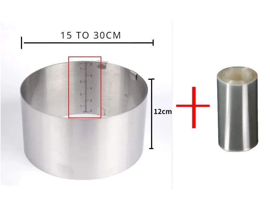 Adjustable Mousse Ring &amp; Cake Collar Surround Film Lining Ring Molds 3D Round Baking Mould Kitchen Dessert Decorating Tools